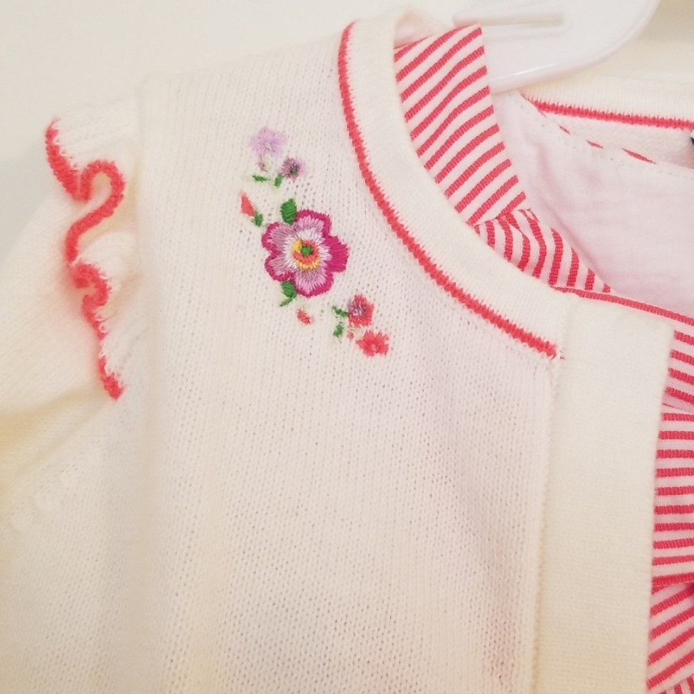 Janie and Jack red striped bow dress with sweater - Picture 2 of 8
